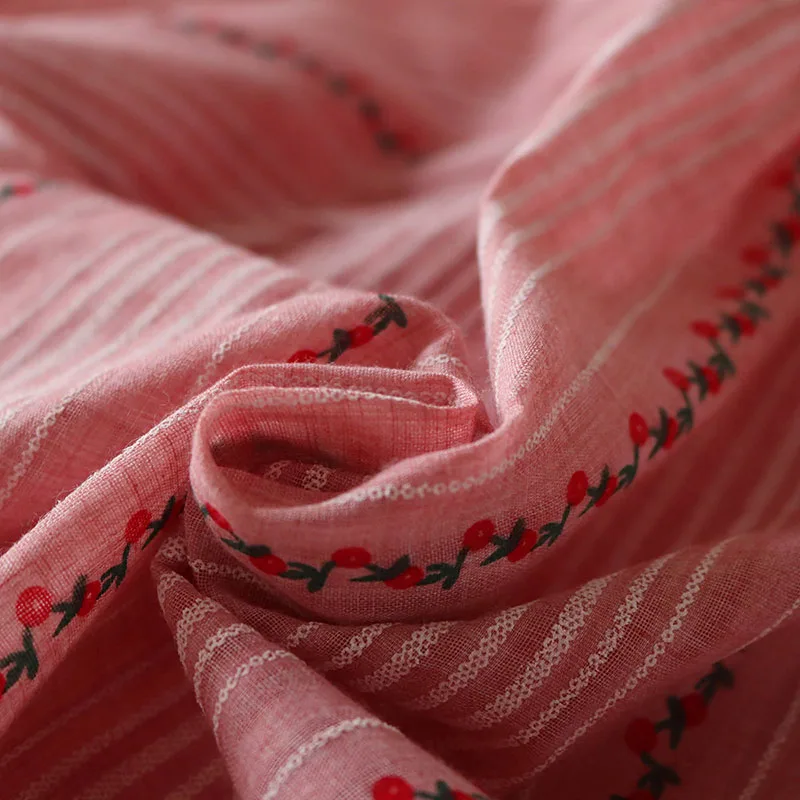 Baby Girl Cherry Stripe Off Shoulder Top, Harem Pants Long Sleeve 2 pcs Set - Image 4