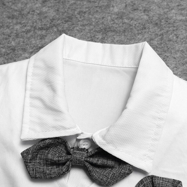 One-Piece Suit Romper with Bow Tie & Vest Short Sleeve - Image 2