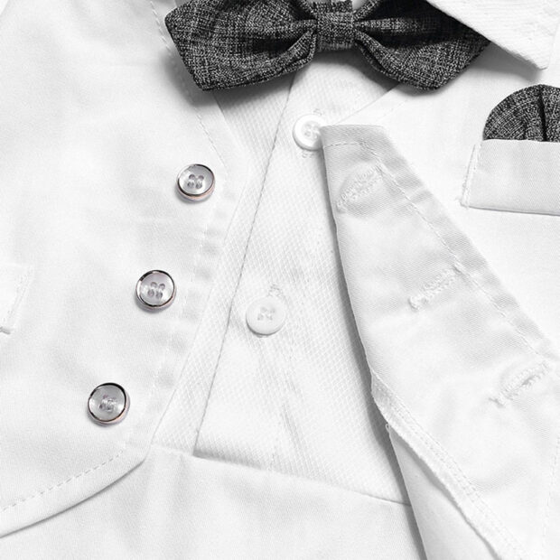 One-Piece Suit Romper with Bow Tie & Vest Short Sleeve - Image 4
