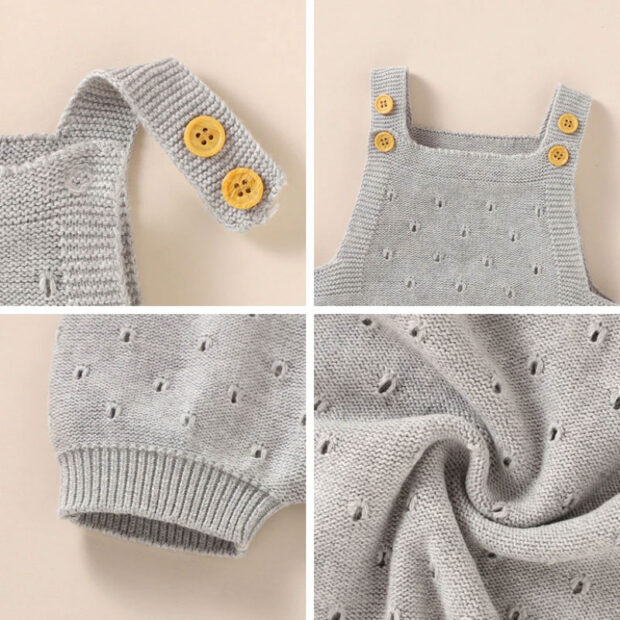 Baby Open Holes Pattern Overalls Outfit