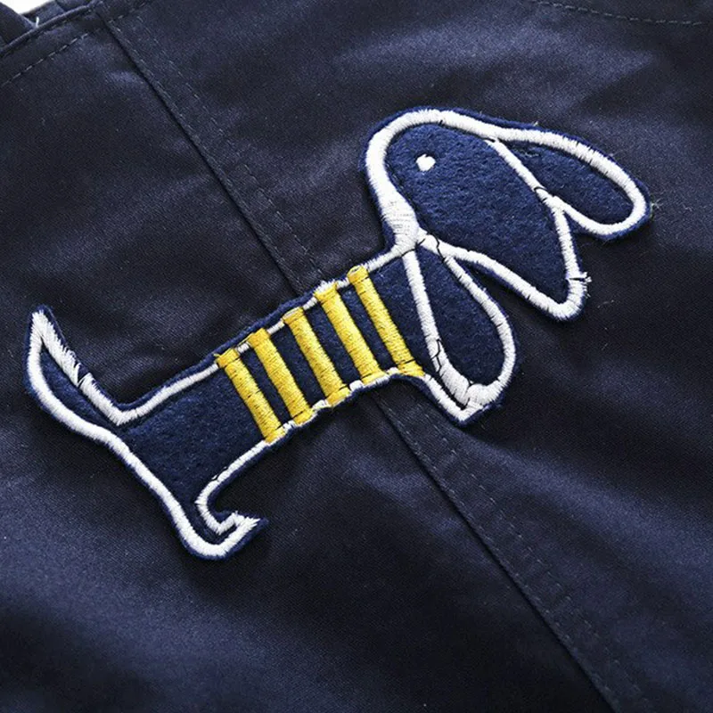 Baby Boy's Overall Suspenders Pants Puppy Applique and Long Sleeve Stripe Bodysuit - Image 11