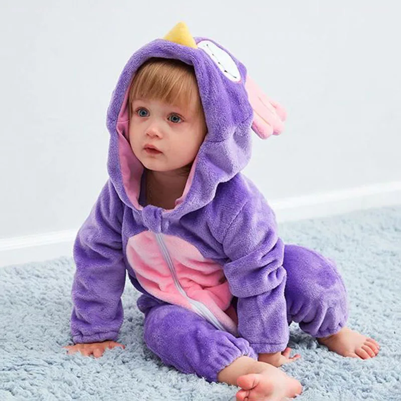 Baby Owl Bird Dressup Fleece Hoodie Jumpsuit Coverall for Boys & Girls - Image 2