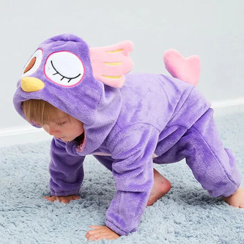 Baby Owl Bird Dressup Fleece Hoodie Jumpsuit Coverall for Boys & Girls - Image 4