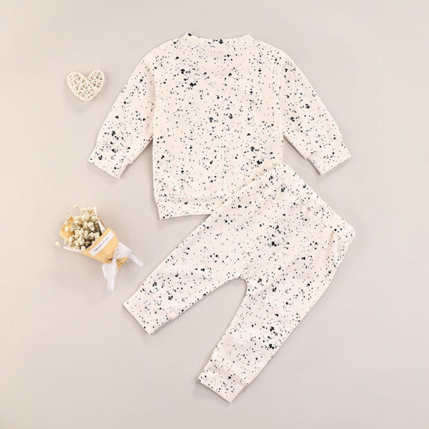 Paint Splash Print Outfit with Pullover Sweatshirt & Pants Long Sleeve - Image 2