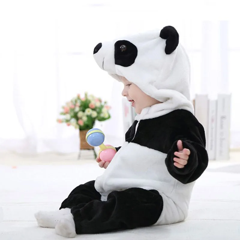 Baby Panda Costume Hooded Zip Up Jumpsuit Long Sleeves - Image 2