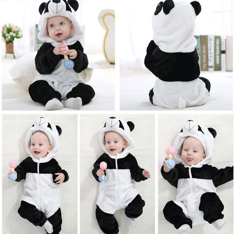 Baby Panda Costume Hooded Zip Up Jumpsuit Long Sleeves - Image 3