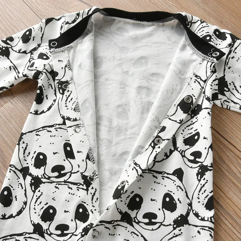 Baby Panda Print Sleeper Jumpsuit Long Sleeve with Beanie Hat - Image 4