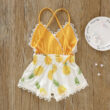 Baby Pineapple Print Strap Romper Open Back