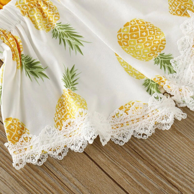 Pineapple Print Strap Romper Sleeveless Open Back - Image 5