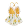 Baby Pineapple Print Strap Romper Open Back