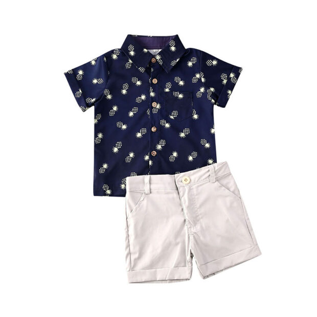 Pineapple Variable Button Shirt & Shorts Short Sleeve