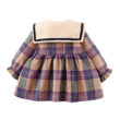 Baby Plaid Pattern Dress with Teddy Bear Plush