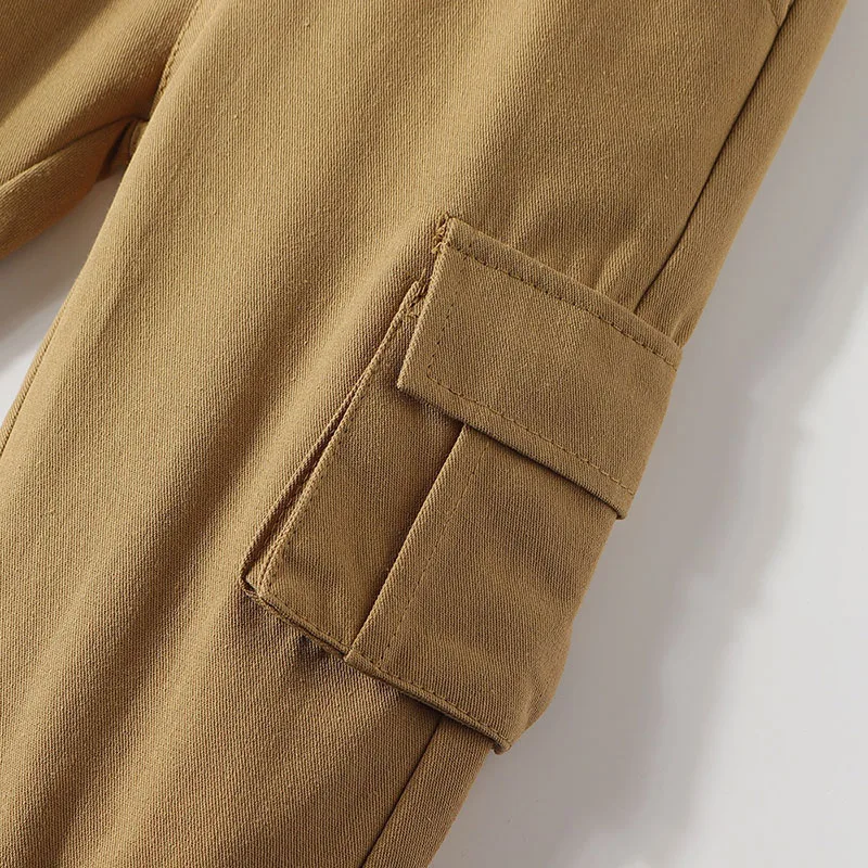 Baby Boy Plaid Pattern Button Up Shirt & Cargo Pants 2 pcs Set - Image 7