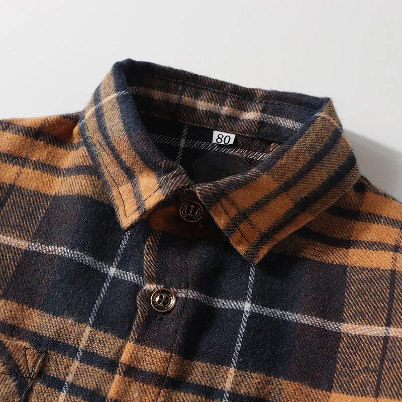 Baby Boy Plaid Pattern Button Up Shirt & Cargo Pants 2 pcs Set - Image 3