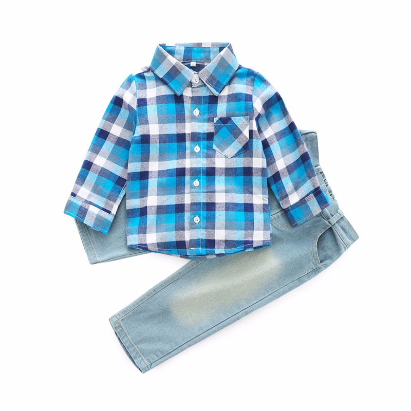 Baby Plaid Shirt Jeans Outfit Pieces Set MyLoveHoney Baby Clothing