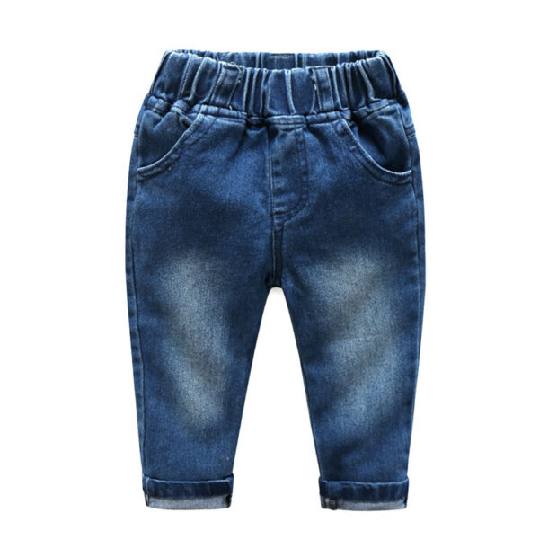 Baby Boy Plaid Polo Onesie Long Sleeve, Elastic Denim Jeans 2 pcs Outfit - Image 7