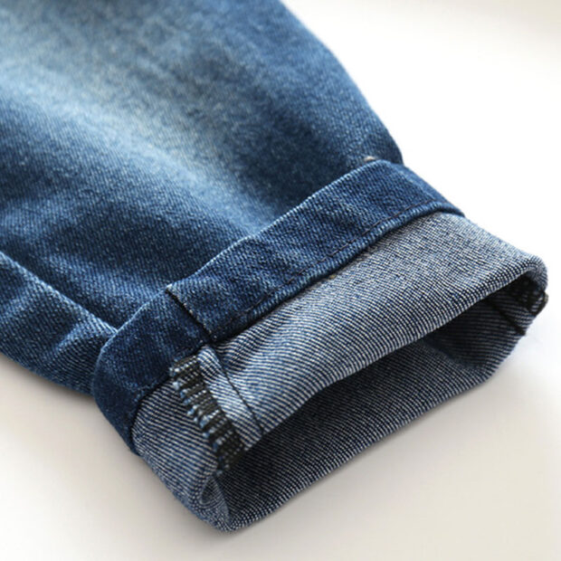 Baby Boy Plaid Polo Onesie Long Sleeve, Elastic Denim Jeans 2 pcs Outfit - Image 11