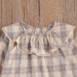 Baby Plaid Pattern Ruffle Collar Top & Suspender Denim Shorts