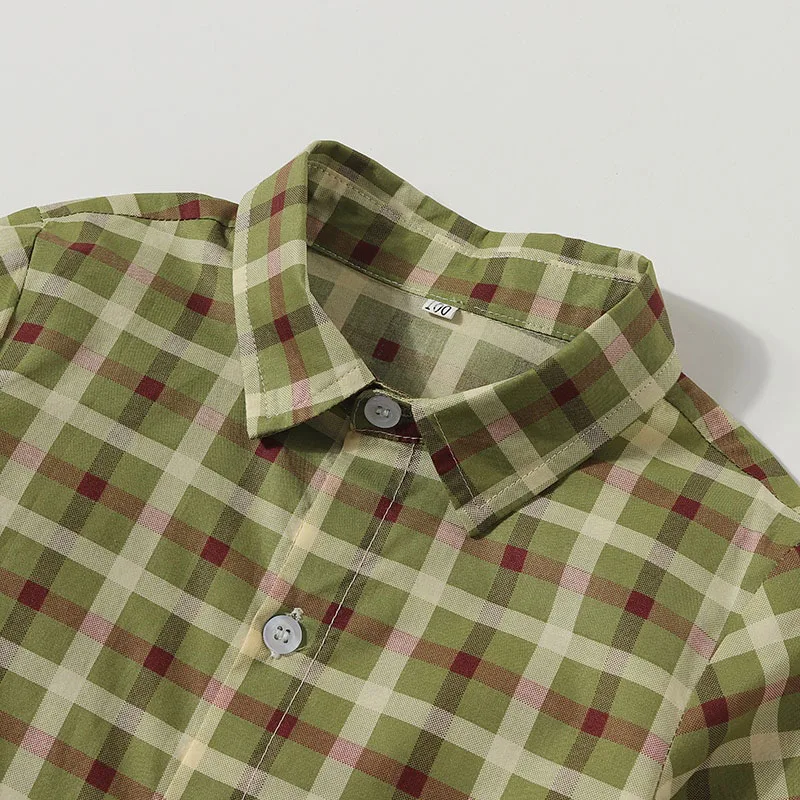 Baby Boy Plaid Button Up Shirt, Sweater Vest, Pants Long Sleeve 3 pcs Set - Image 3