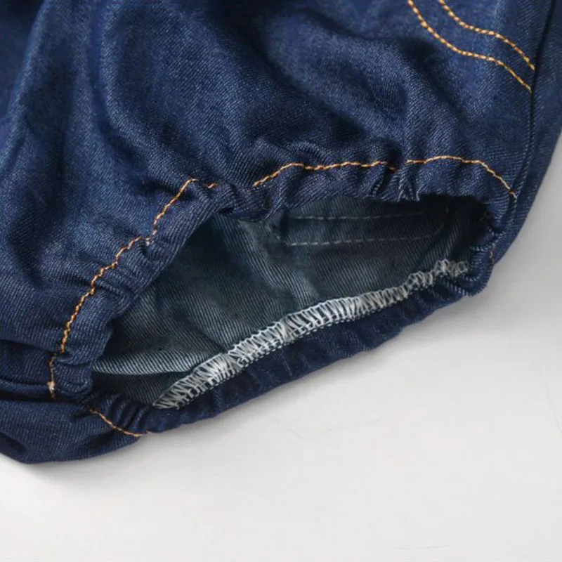 Baby Girls Checker Pattern Blouse, Denim Diaper Covers, Ribbon Headband 3pcs - Image 8