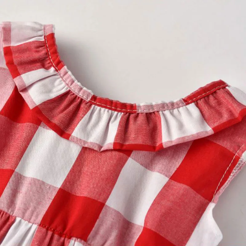 Baby Girls Checker Pattern Blouse, Denim Diaper Covers, Ribbon Headband 3pcs - Image 3