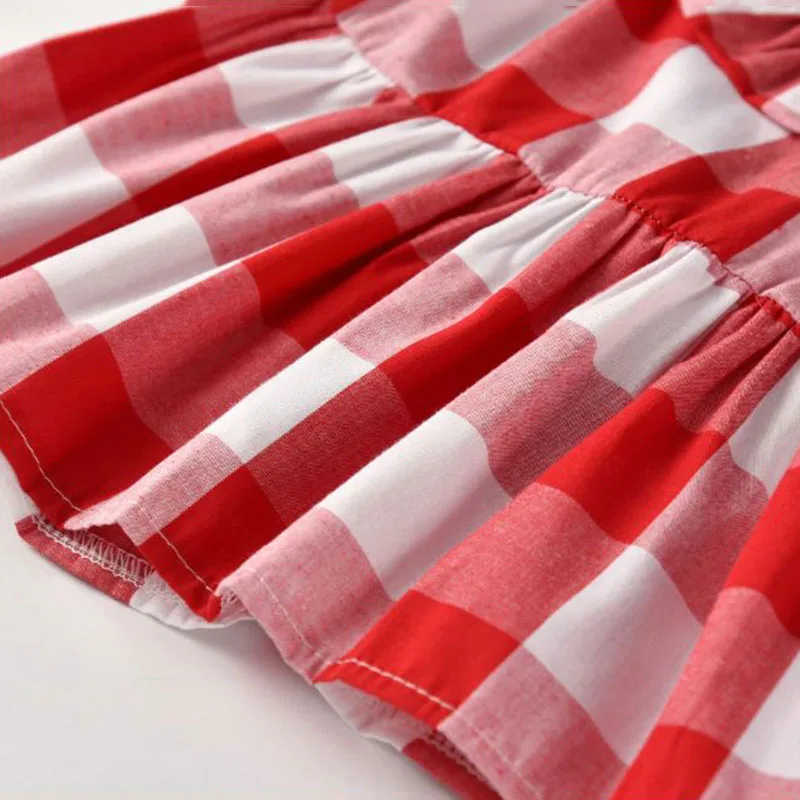 Baby Girls Checker Pattern Blouse, Denim Diaper Covers, Ribbon Headband 3pcs - Image 5