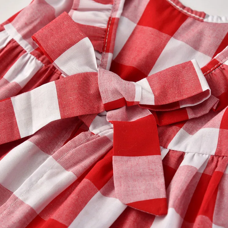 Baby Girls Checker Pattern Blouse, Denim Diaper Covers, Ribbon Headband 3pcs - Image 4