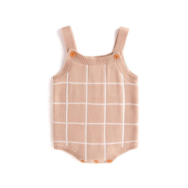 Long Sleeves Lotus Leaf Collar with Sleeveless Plaids Onesie - Image 2