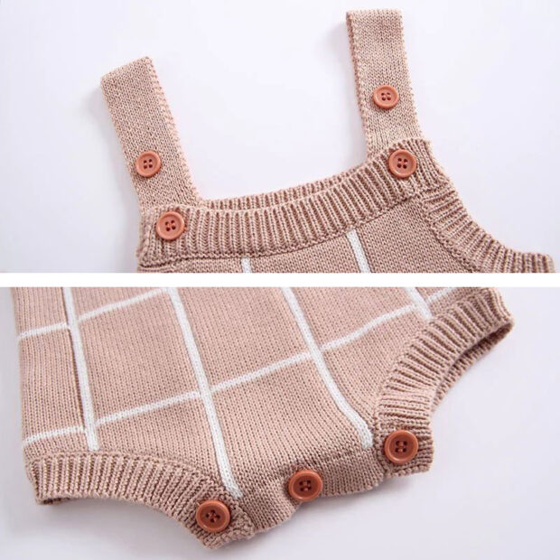 Long Sleeves Lotus Leaf Collar with Sleeveless Plaids Onesie - Image 3