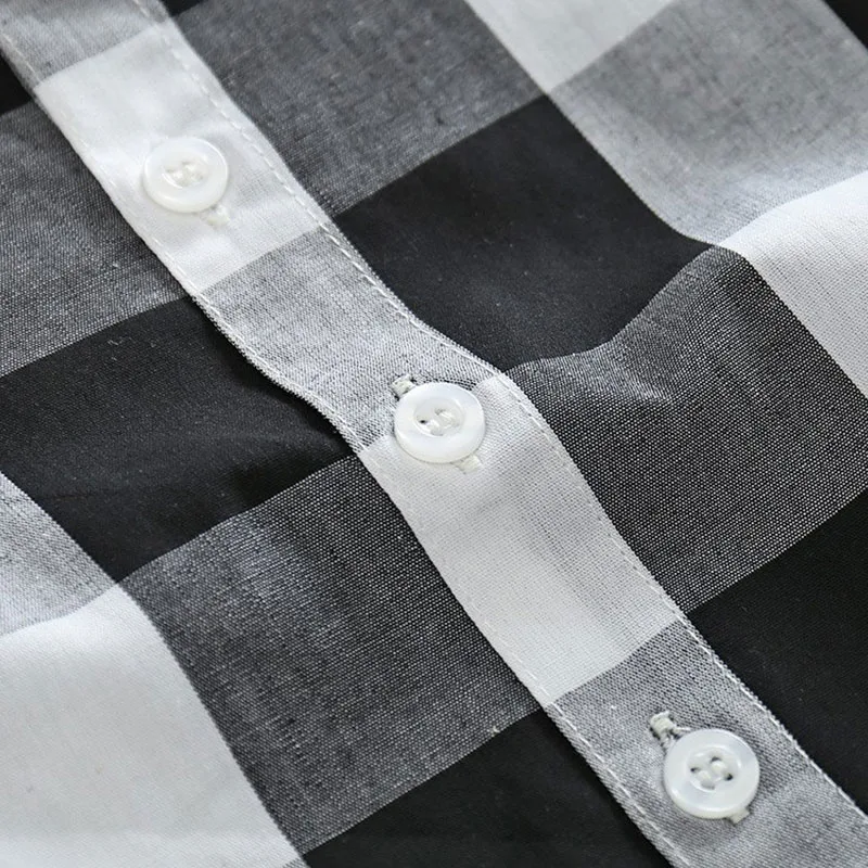 Black & White Plaid Collar Shirt Shorts Pants - Image 5