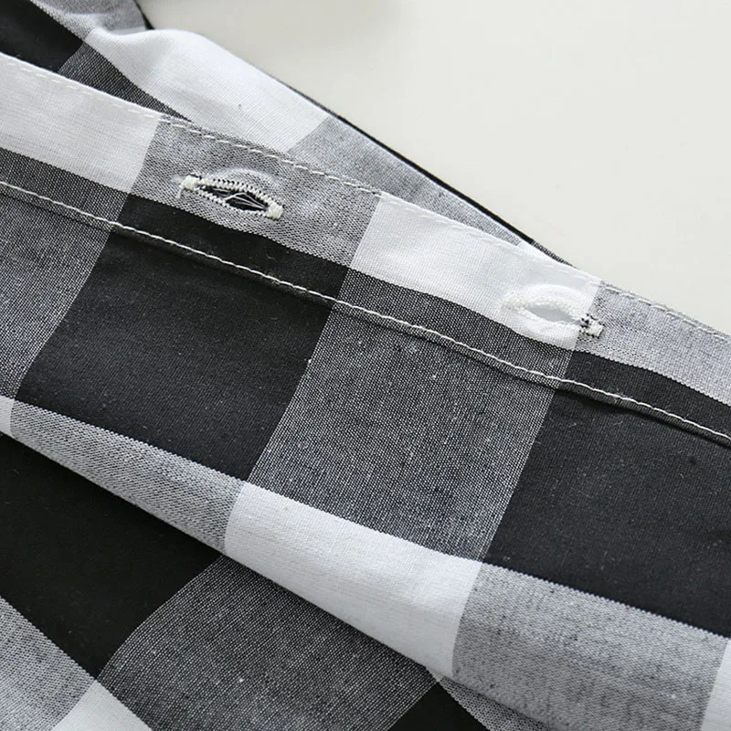 Black & White Plaid Collar Shirt Shorts Pants - Image 6