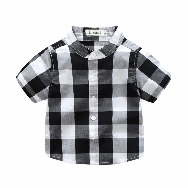 Black & White Plaid Collar Shirt Shorts Pants - Image 2