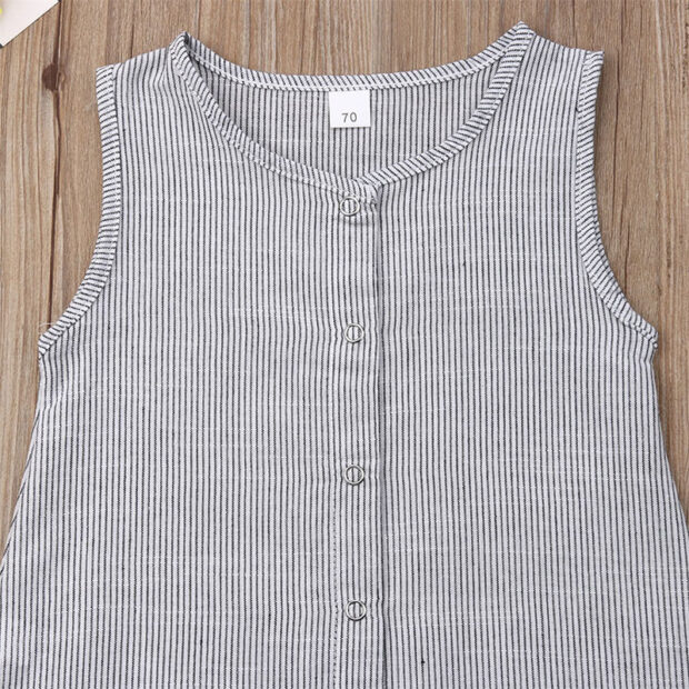 Plain Button Up Pajamas Romper Sleeveless - Image 3