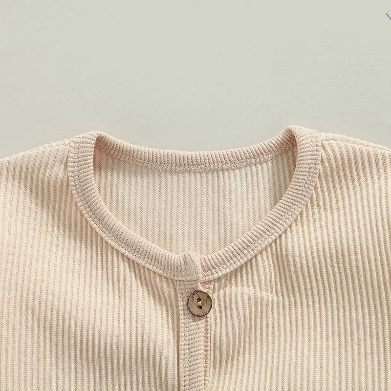 Plain Cardigan Ribbed Pattern Button Up with Pockets Long Sleeve - Image 3