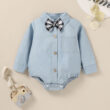 Baby Plain Color Button Down Onesie & Suspender Shorts