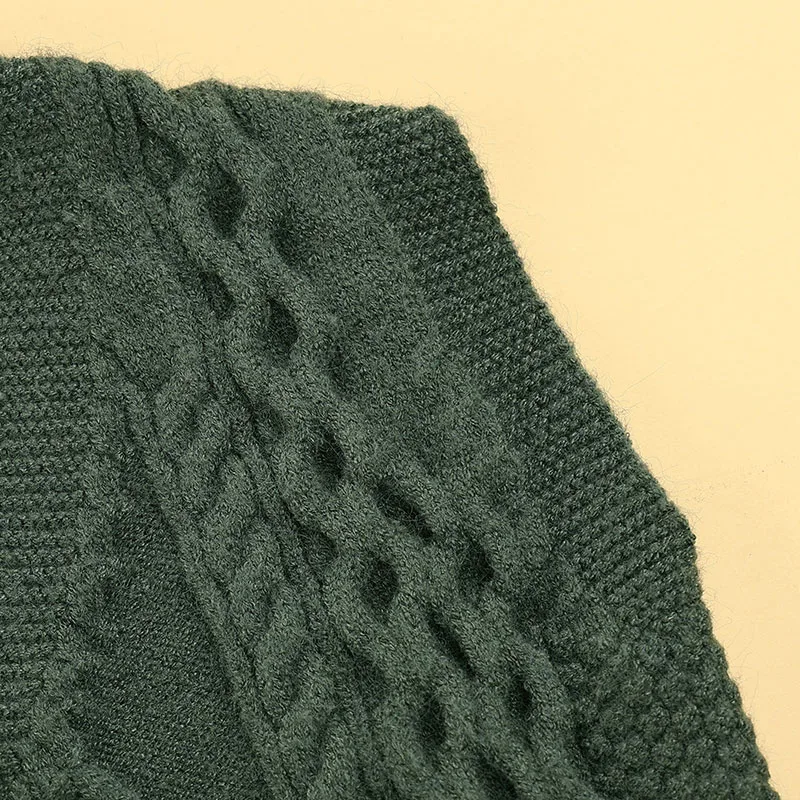 Plain Color Cable Knit Sleeveless Cardigan Vest - Image 3