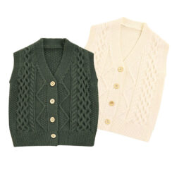 Baby Cable Knit Sleeveless Cardigan Vest
