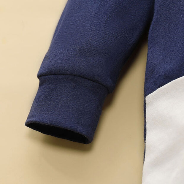 Plain Color Folded Collar Romper with Bow Tie Long Sleeve - Image 4