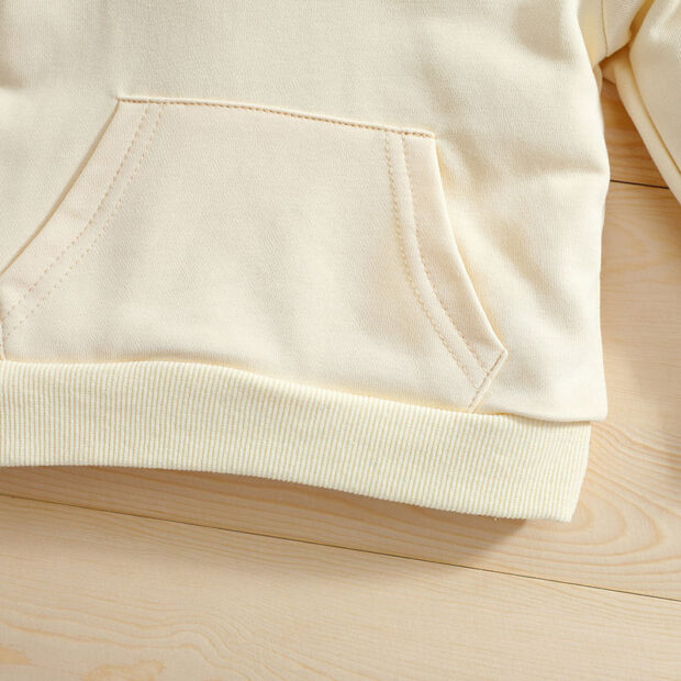 Long Sleeve Plain Color Hoodie Sweatsuit & Floral Pattern Pants with Matching Ribbon Headband - Image 4