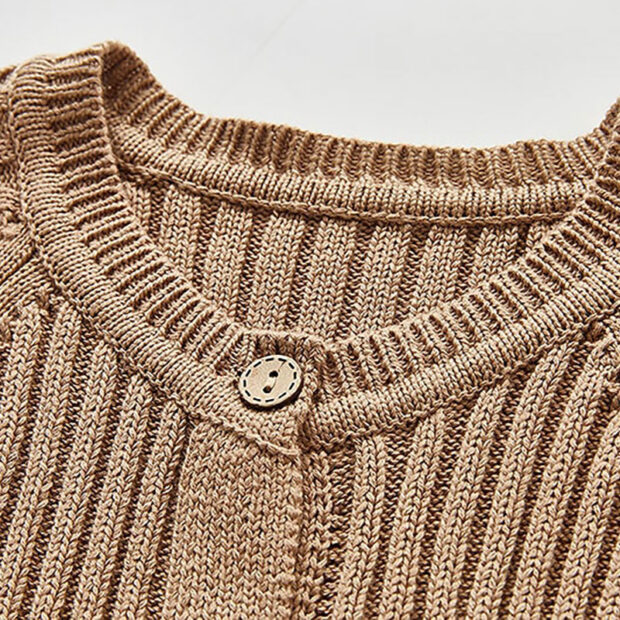 Plain Color Ribbed Pattern Button Up Romper - Image 3