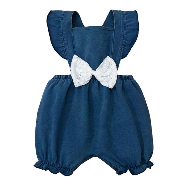 Plain Color Ribbon Bow Romper Open Back Sleeveless