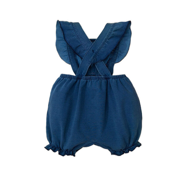 Baby Plain Color Ribbon Bow Romper Sleeveless