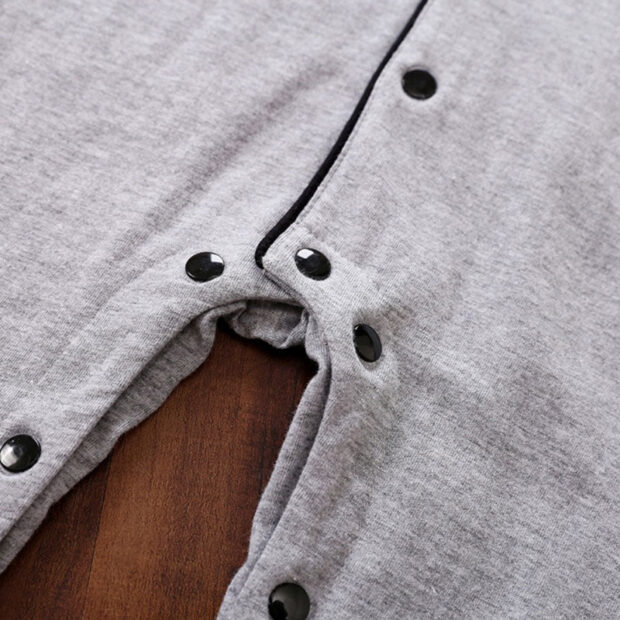 Plain Color Snap On Pajamas Romper Long Sleeve - Image 6