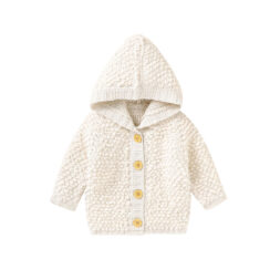Plain Color Winter Hooded Sweater Jacket Long Sleeve
