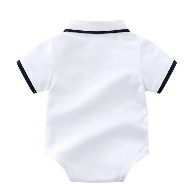 Plain Color Polo Onesie Folded Collar Short Sleeve - Image 2