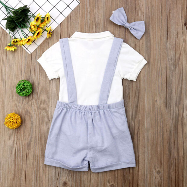 Baby Plain Polo Onesie & Suspenders Shorts