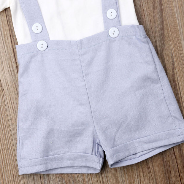 Baby Plain Polo Onesie & Suspenders Shorts