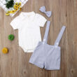 Baby Plain Polo Onesie & Suspenders Shorts