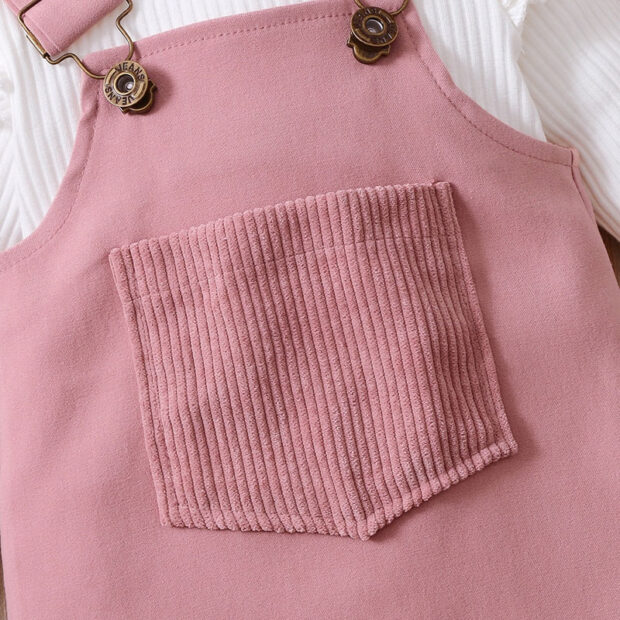 Baby Plain Color Suspender Dress & Bodysuit