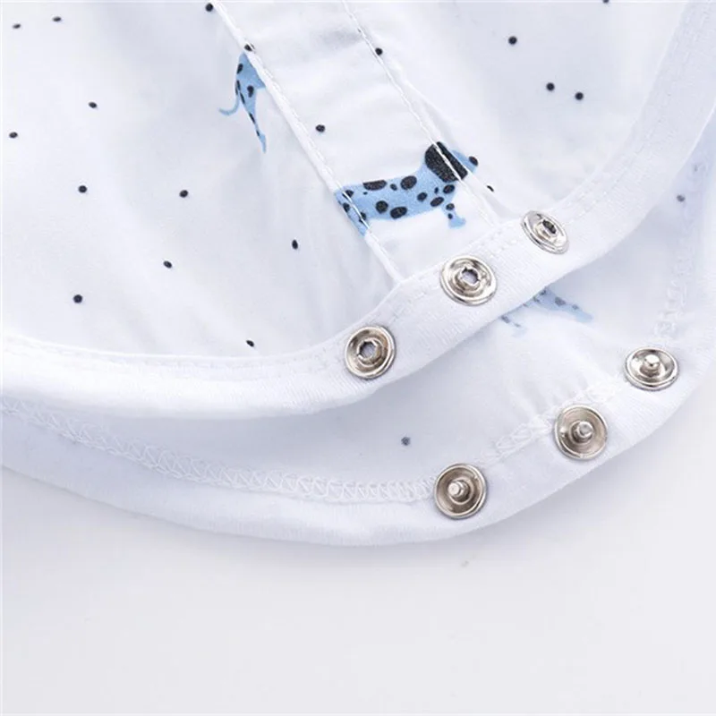Baby Boy's Polka Dot Collar Shirt Bodysuit Long Sleeve Animal Puppy Pattern and Corduroy Ribbon Pants - Image 5